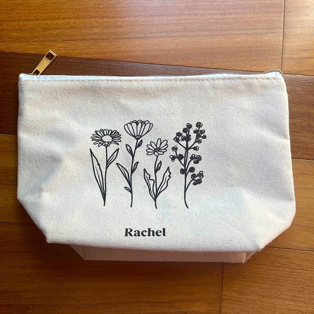 Multipurpose Zippered Pouch From Rachel, Floral Design